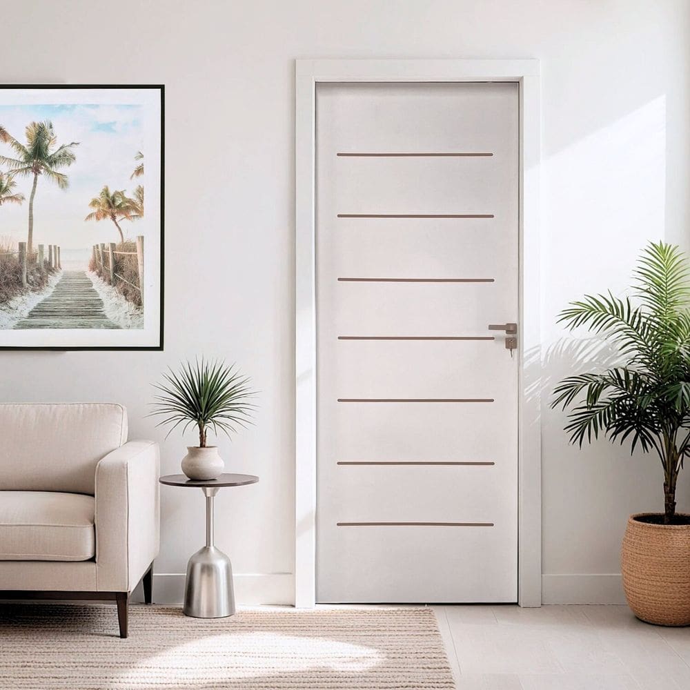 Kit Porta de Madeira 215x66cm Batente 16cm com Guarnição Cristal Primer Uniportas