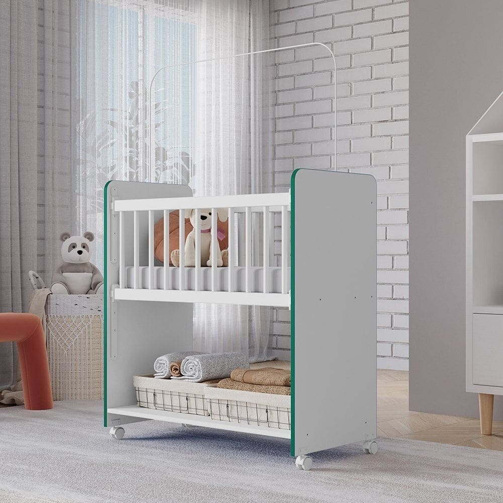 Mini Berço Infantil Multifuncional Nicho Organizador Aconchego Branco