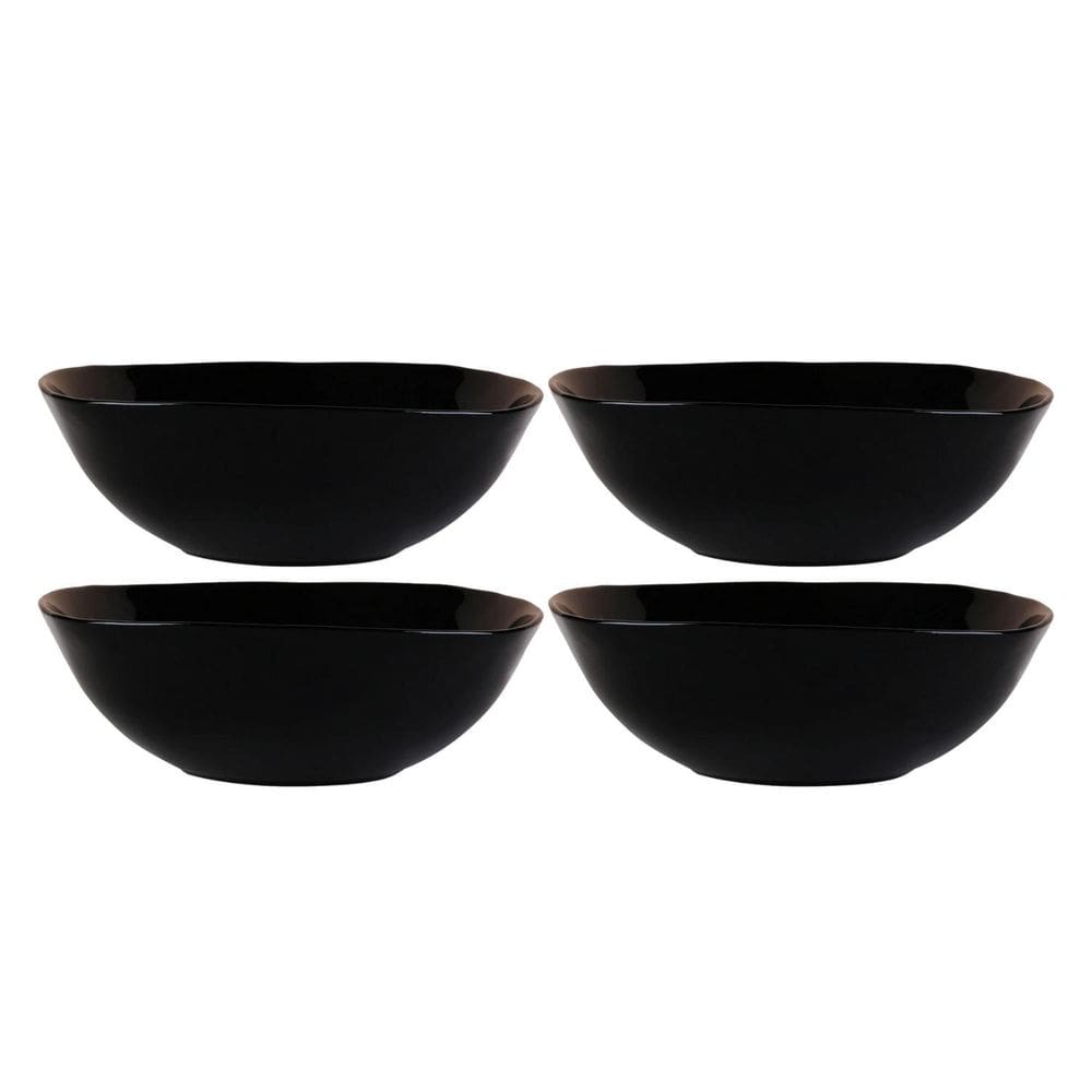 Kit 4 Bowl Tigela Vasilha Dama Em Vidro Opalino 480Ml Preto