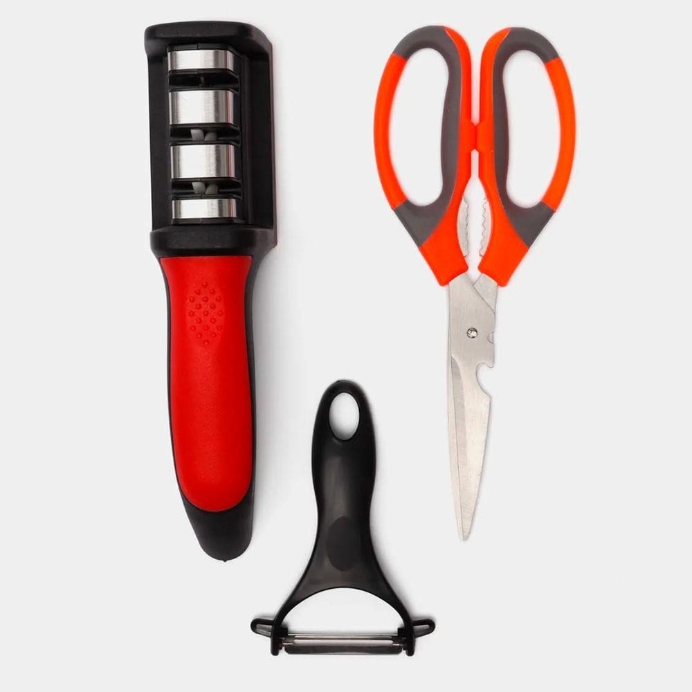 Kit Amolador Afiador Tesoura E Facas Cozinha