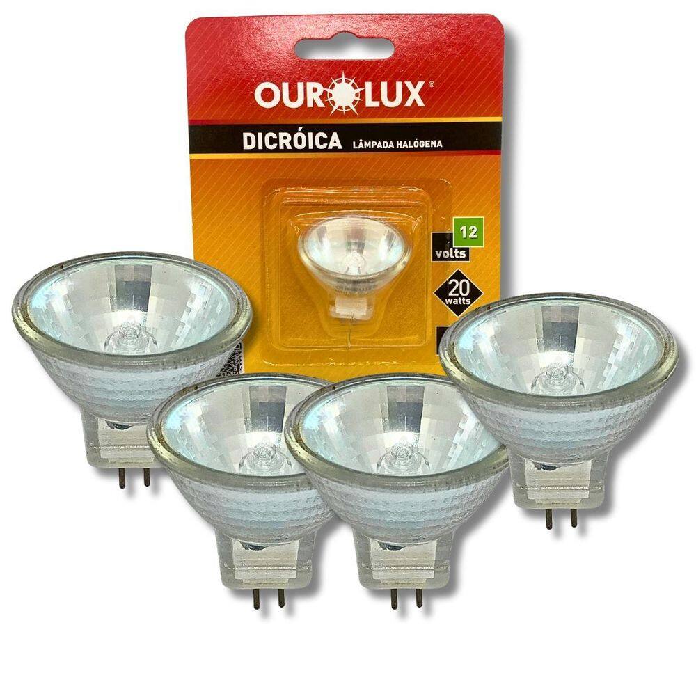 Kit 4 Lâmpadas Mini Dicróica Mr11 20W 12V Gu4 30 Halógena