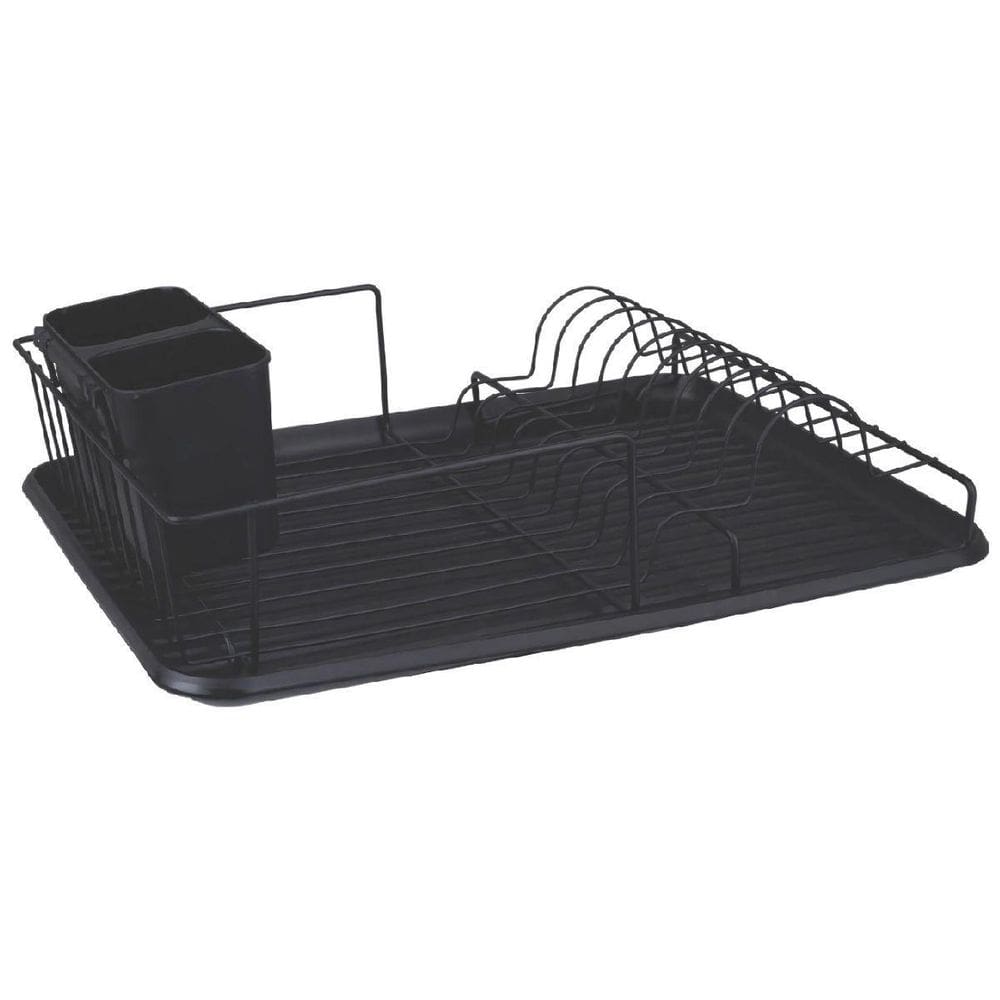 Escorredor De Louças Baixo 9 Pratos Preto Com Bandeja - Mor