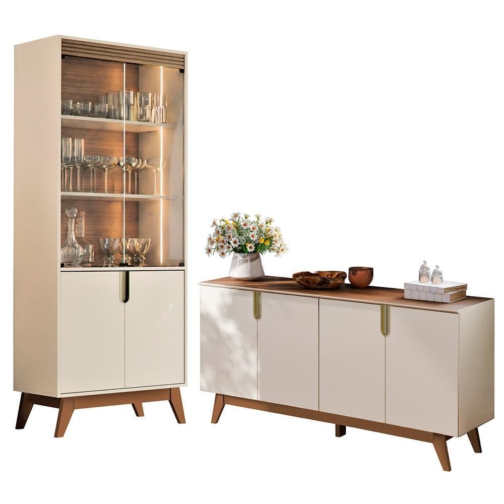 Sala de Jantar com Cristaleira Paraty e Buffet Aparador Recife - Mobler