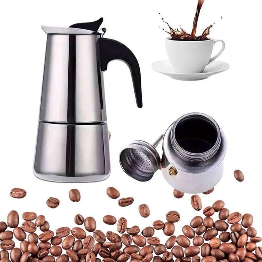 Cafeteira Italiana Aço Inox 200Ml 4 Xícaras Dispensa Filtro