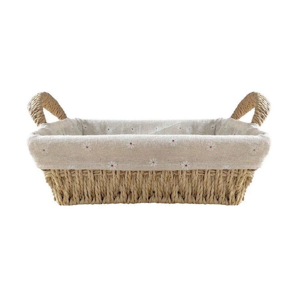 Cestinho De Fibra Natural Com Forro Decorativo M 28X22X8Cm