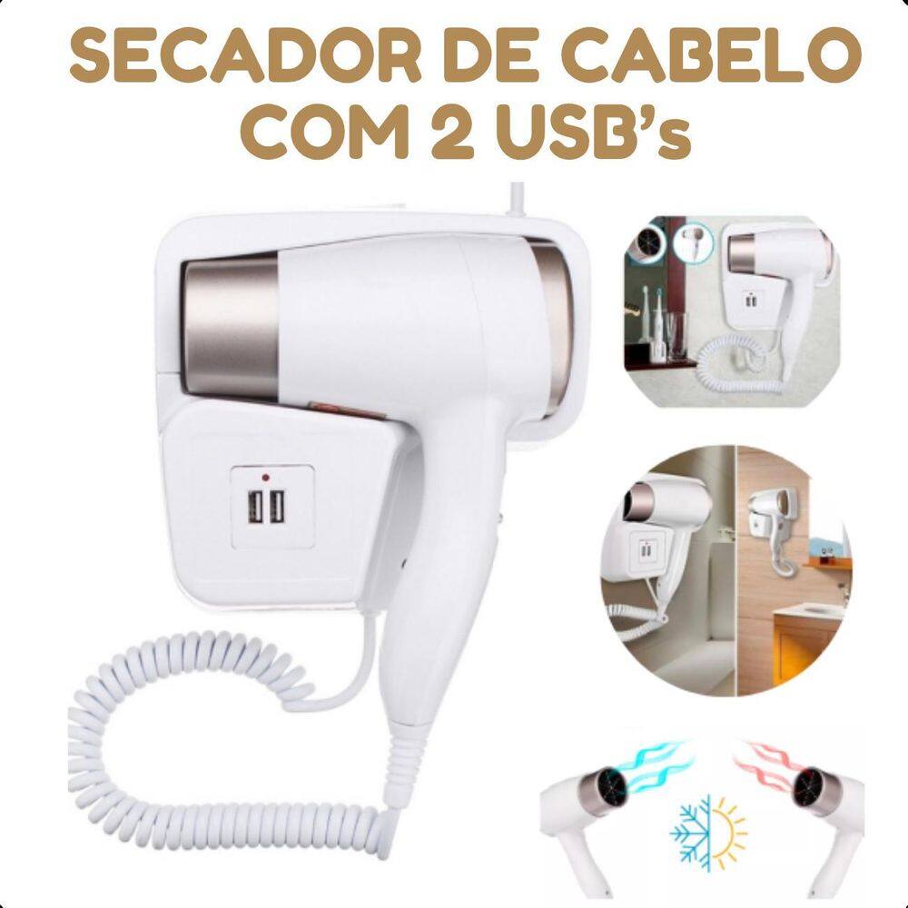 Secador De Parede Branco Fixo Para Hotéis E Spas 220V