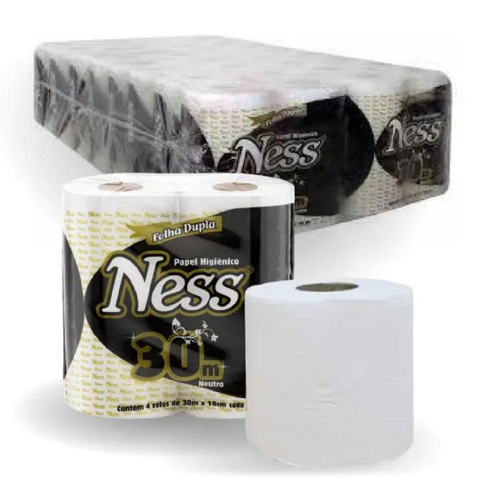 Papel Higiênico Folha Dupla Ness Com 64 Rolos De 30 Metros