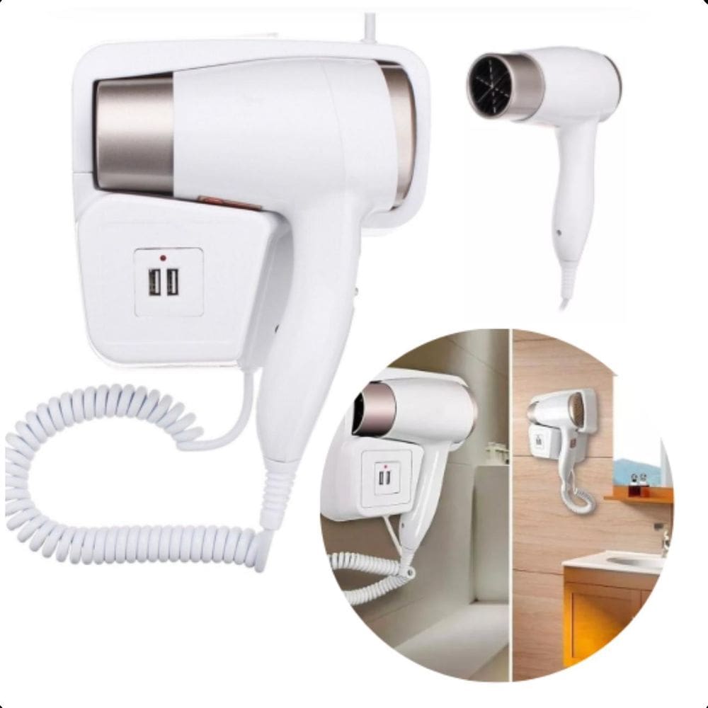 Secador Fixo Branco De Parede Para Hotéis E Piscinas 220V