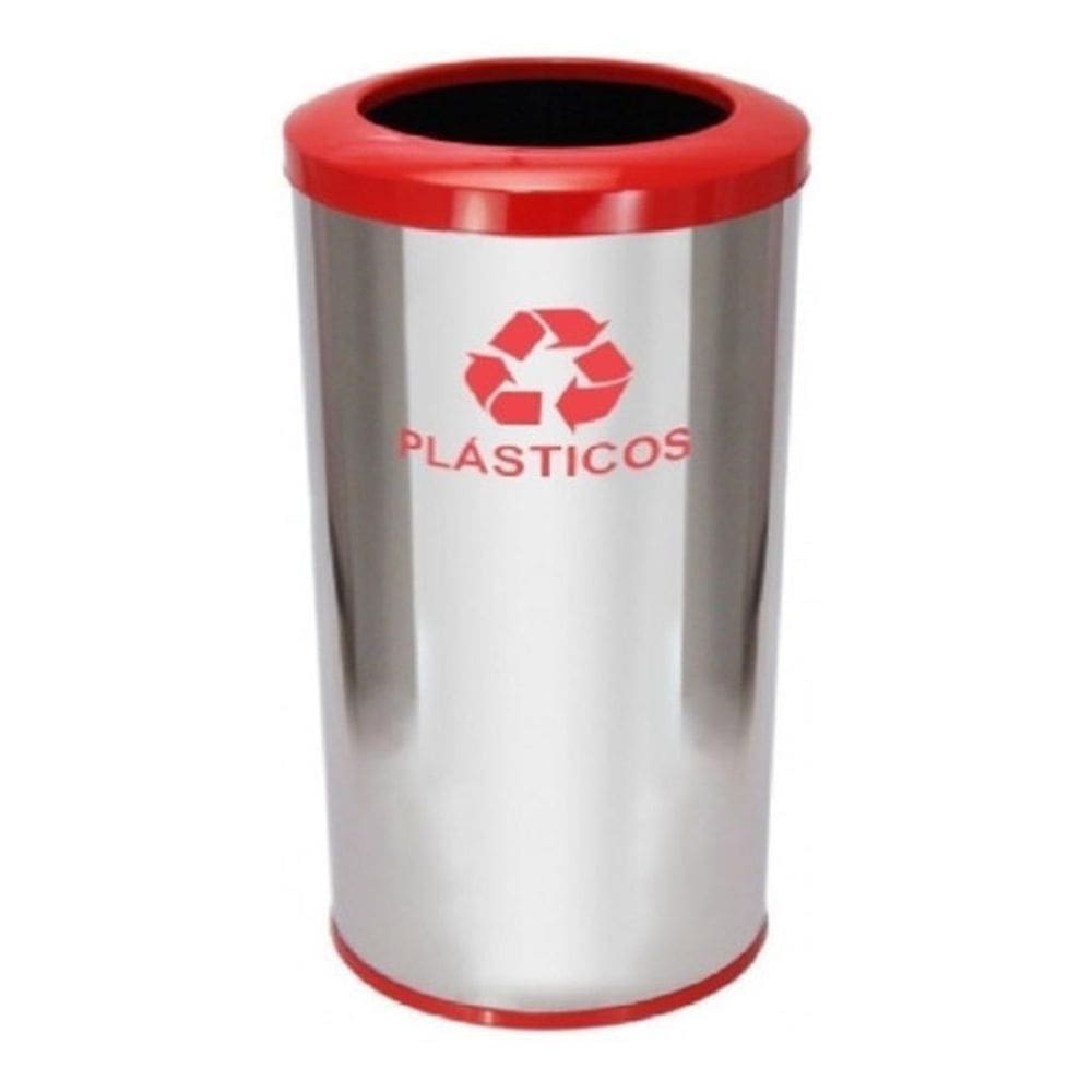 Lixeira Em Aço Inox Com Aro Pintado 30L