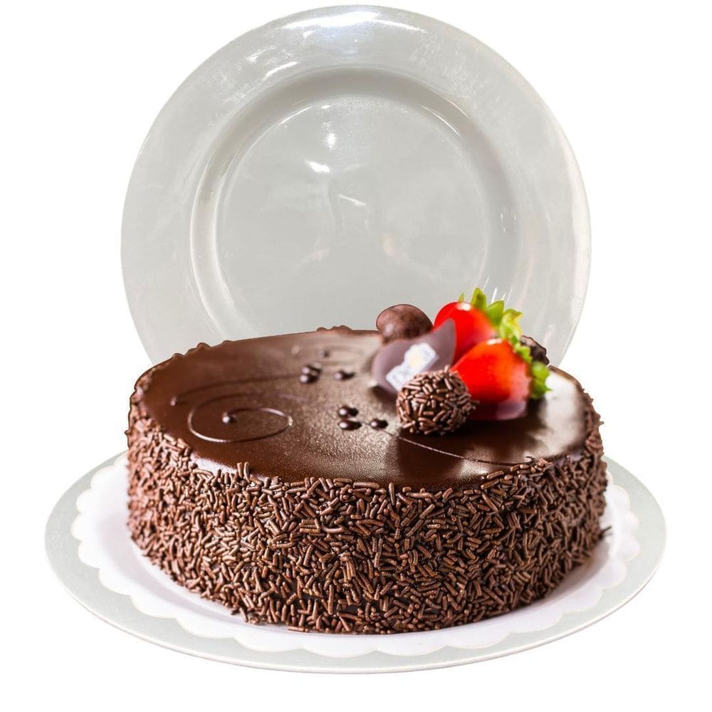 Prato Redondo De Plástico Para Bolos Cinza 1 Unidade- 35Cm