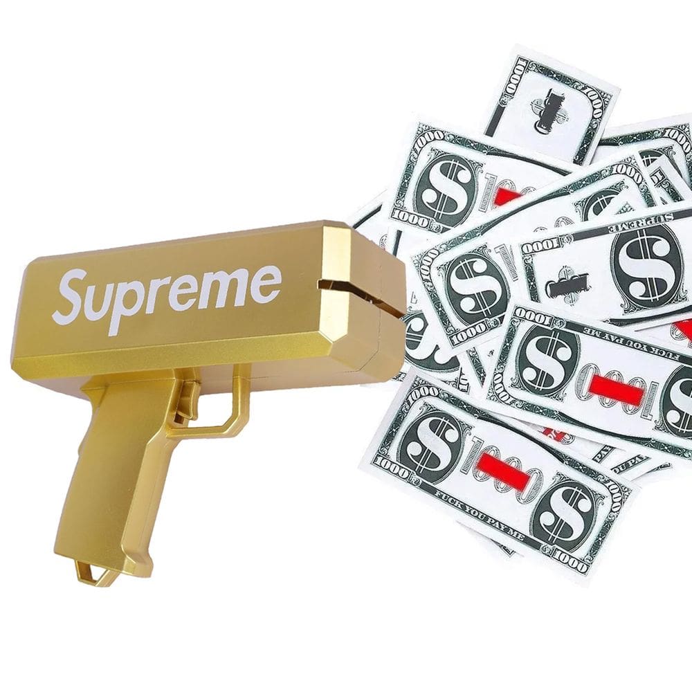 Lança Notas Dinheiro Money Gun Brinquedo Lançador Festa Aniversario Evento 15 Anos Casamento Comemoraçao Confraternizaçao