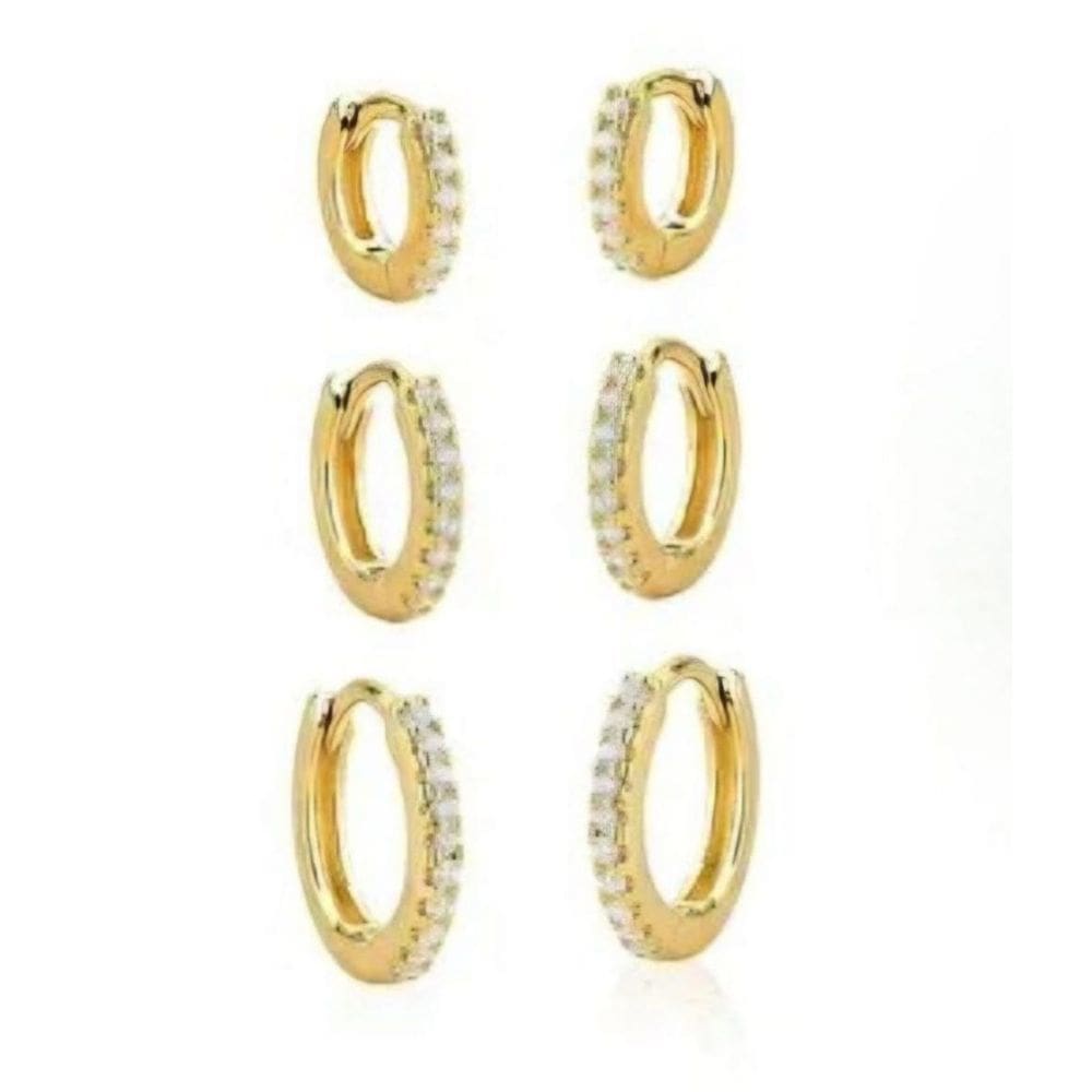 Brinco Argola G Com Microzircônias Dourada Lizzy Fatin