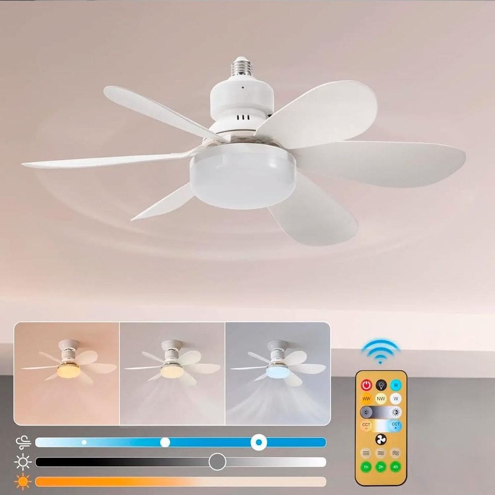 Ventilador Teto Silencioso Moderna Lâmpada Controle E 6 Pás