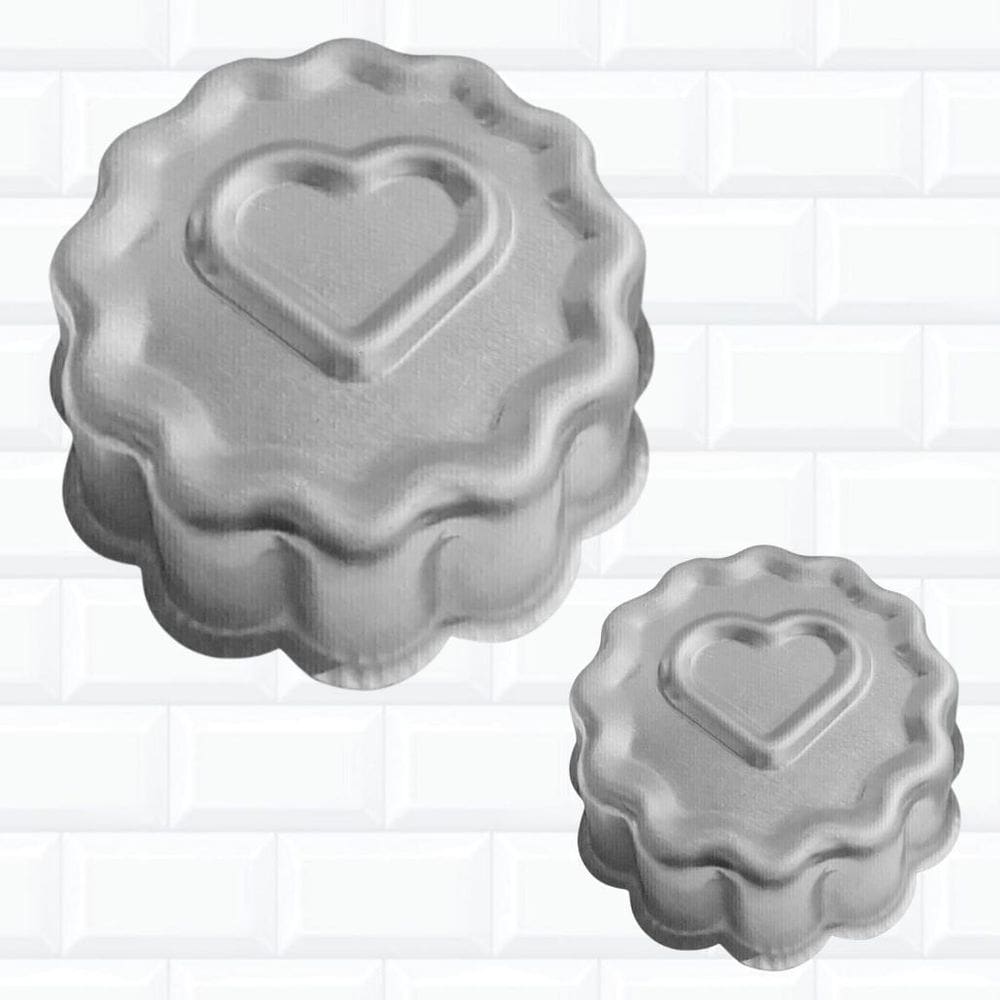 Kit 2 Formas Ballerine Crespa Coração 18 E 13 Cm Decorada