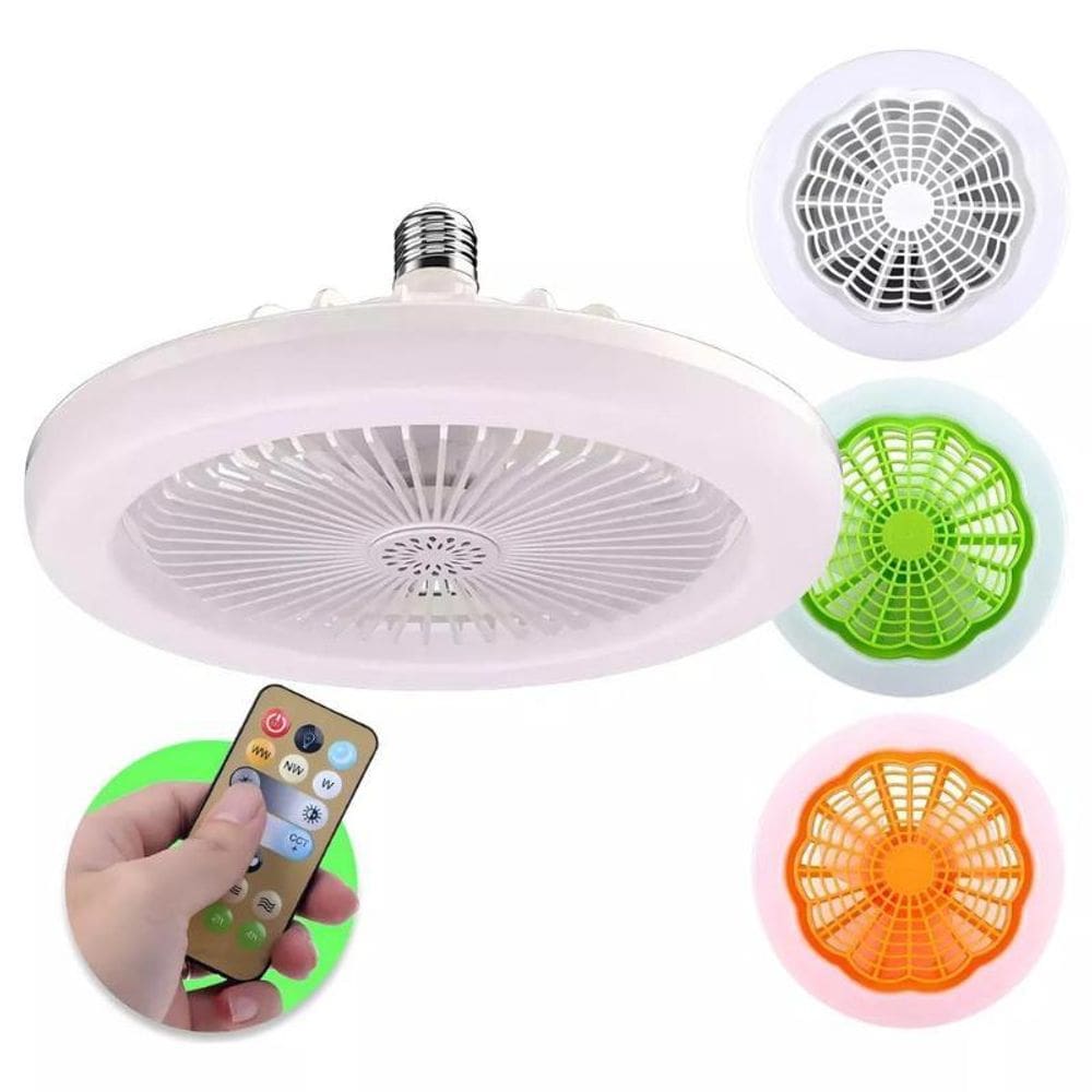 Ventilador Teto Lâmpada Led Ajustável Pequena E27 30W