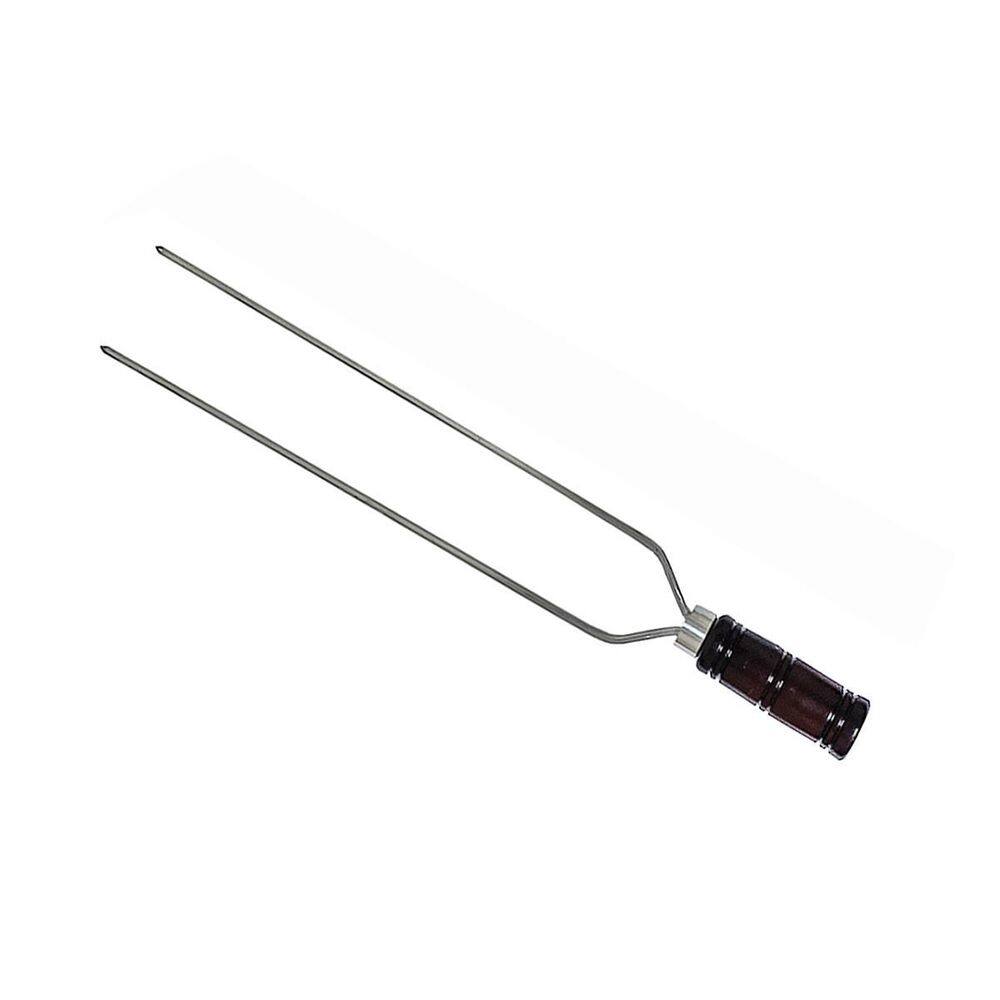 Espeto Duplo Para Churrasco 70Cm Premium Cabo De Madeira