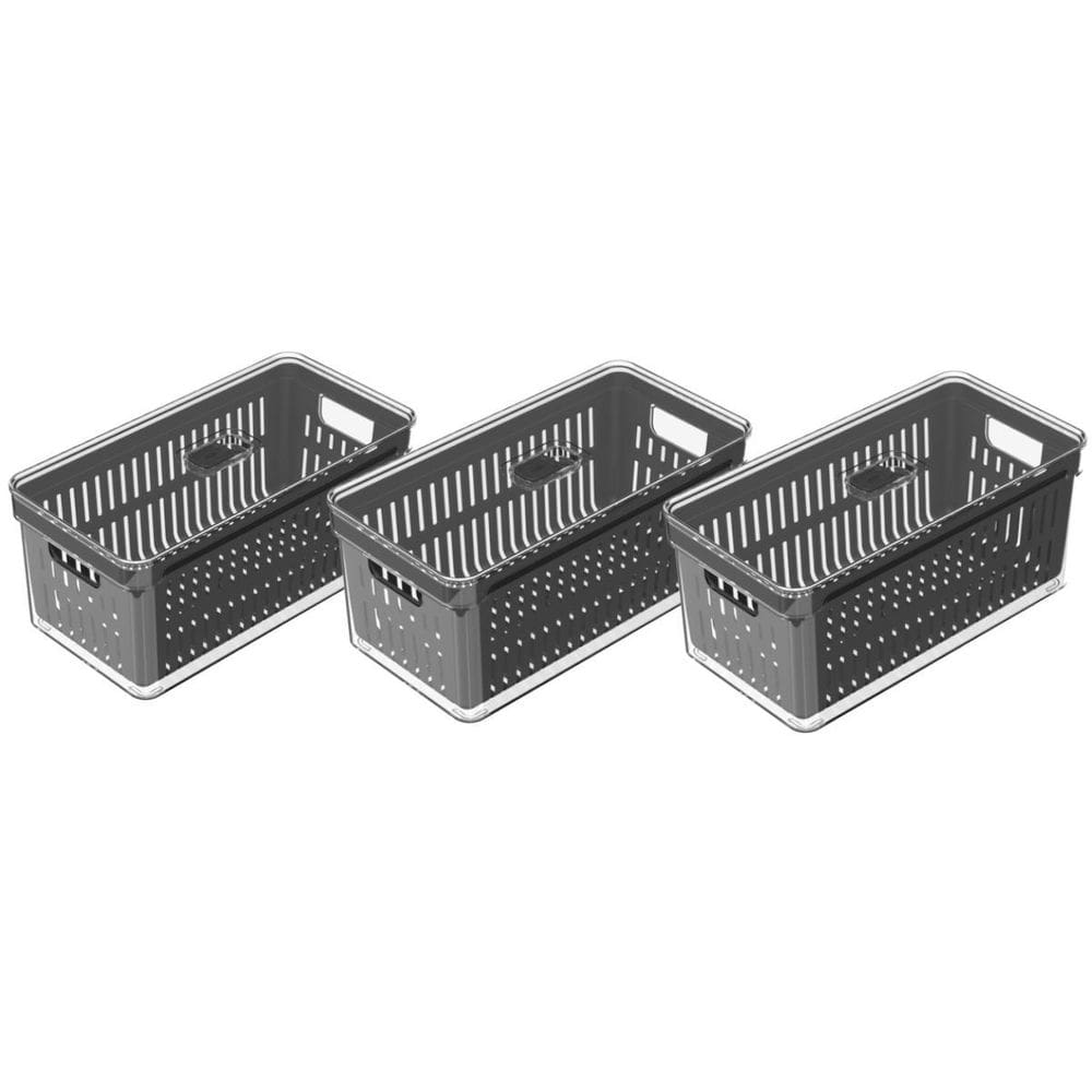 Kit 3Pc Organizador De Geladeira Com Cesto Clear Fresh Ou