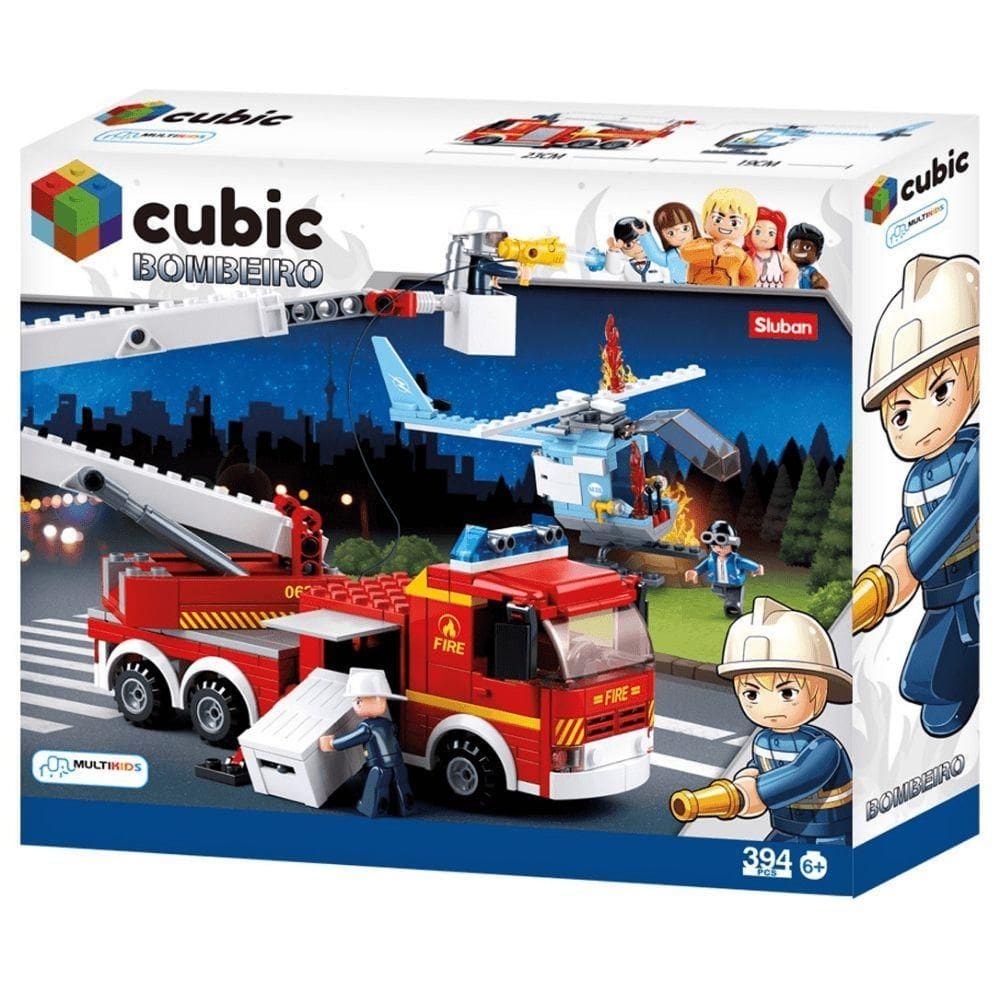 Blocos De Montar Cubic Caminhão Escada Para Incêndios - 394 Peças - Multikids