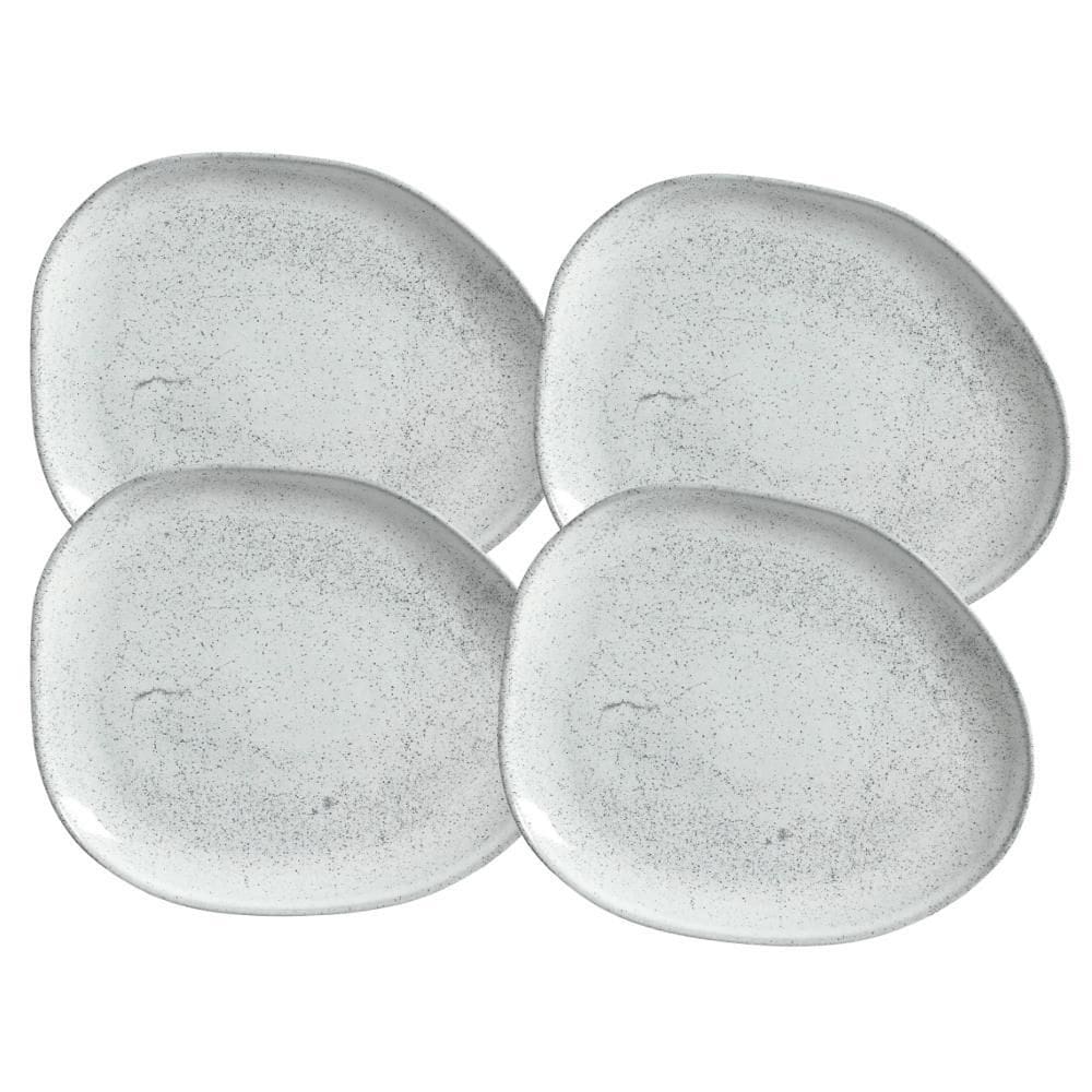 Jogo De Pratos Sobremesa 22,5Cm 4 Peças Oval Orgânico Echo