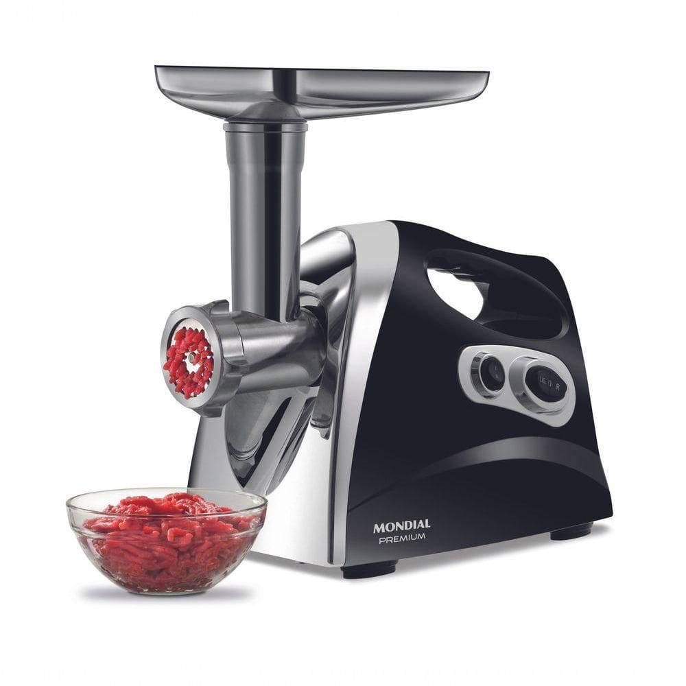 Moedor Carne Elétrico Mondial Premium Mc-03 Preto/Inox 220V