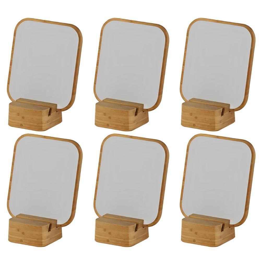 6X Espelho De Mesa Bancada Beleza Maquiagem Ou Base De Bambu