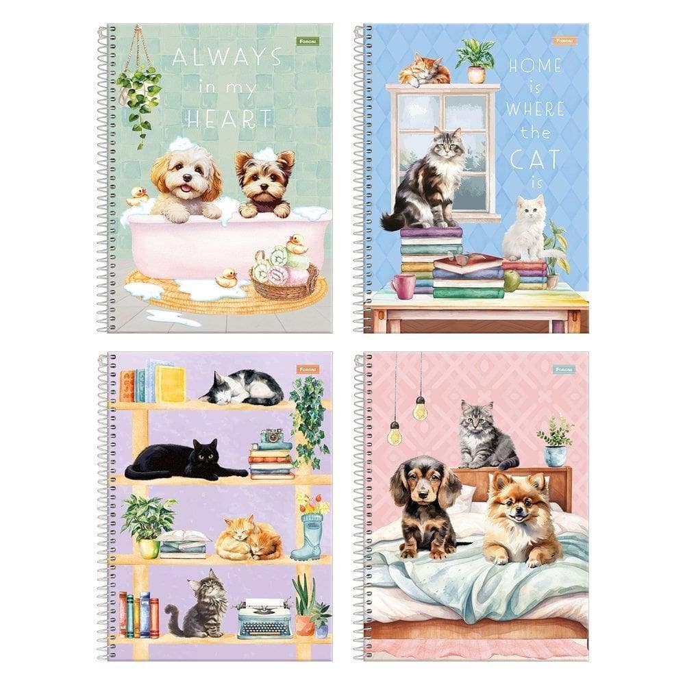 Caderno Espiral Universitario Capa Dura 10M Foroni Furfriends 4X160fls