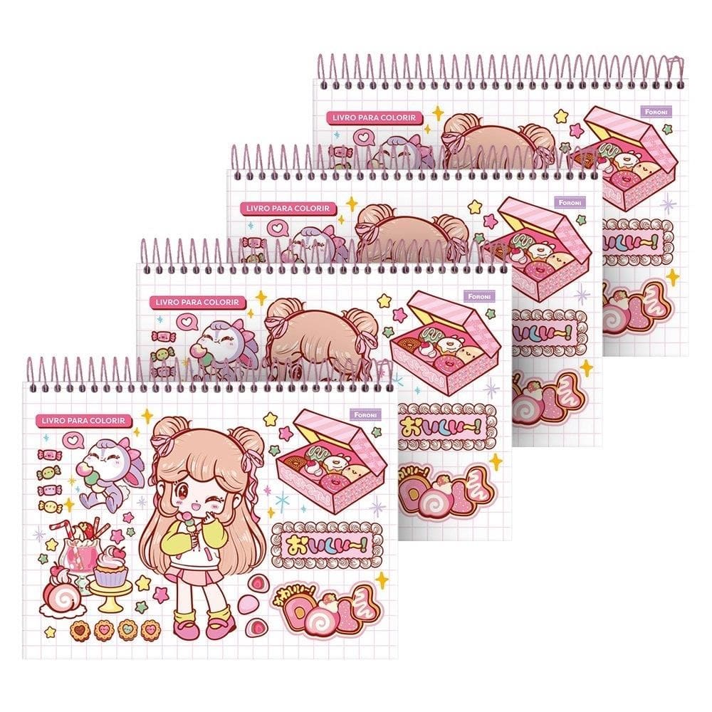Livro Para Colorir Espiral Capa Dura Foroni Doll 4X24fls