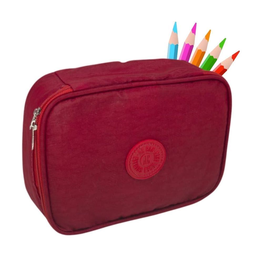 Estojo Box Escolar Grande Vermelho 36 Espaços Organizador Caneta Gel Lápis Marcador Corretor Escola