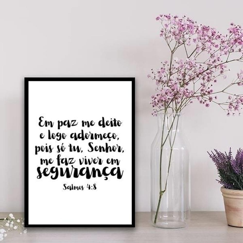 Quadro Salmo Em Paz Me Deito 45X34Cm