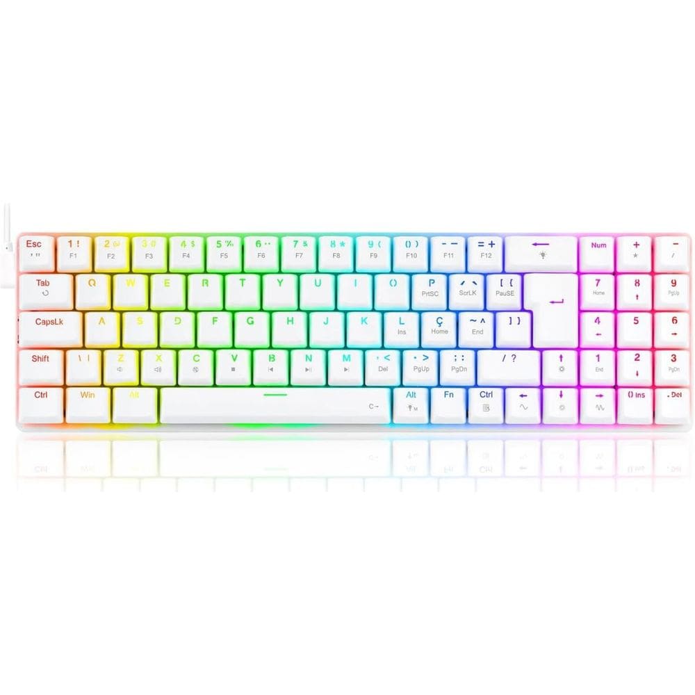 Teclado Gamer Redragon Ashe 75% RGB ABNT2 Branco Switch Azul