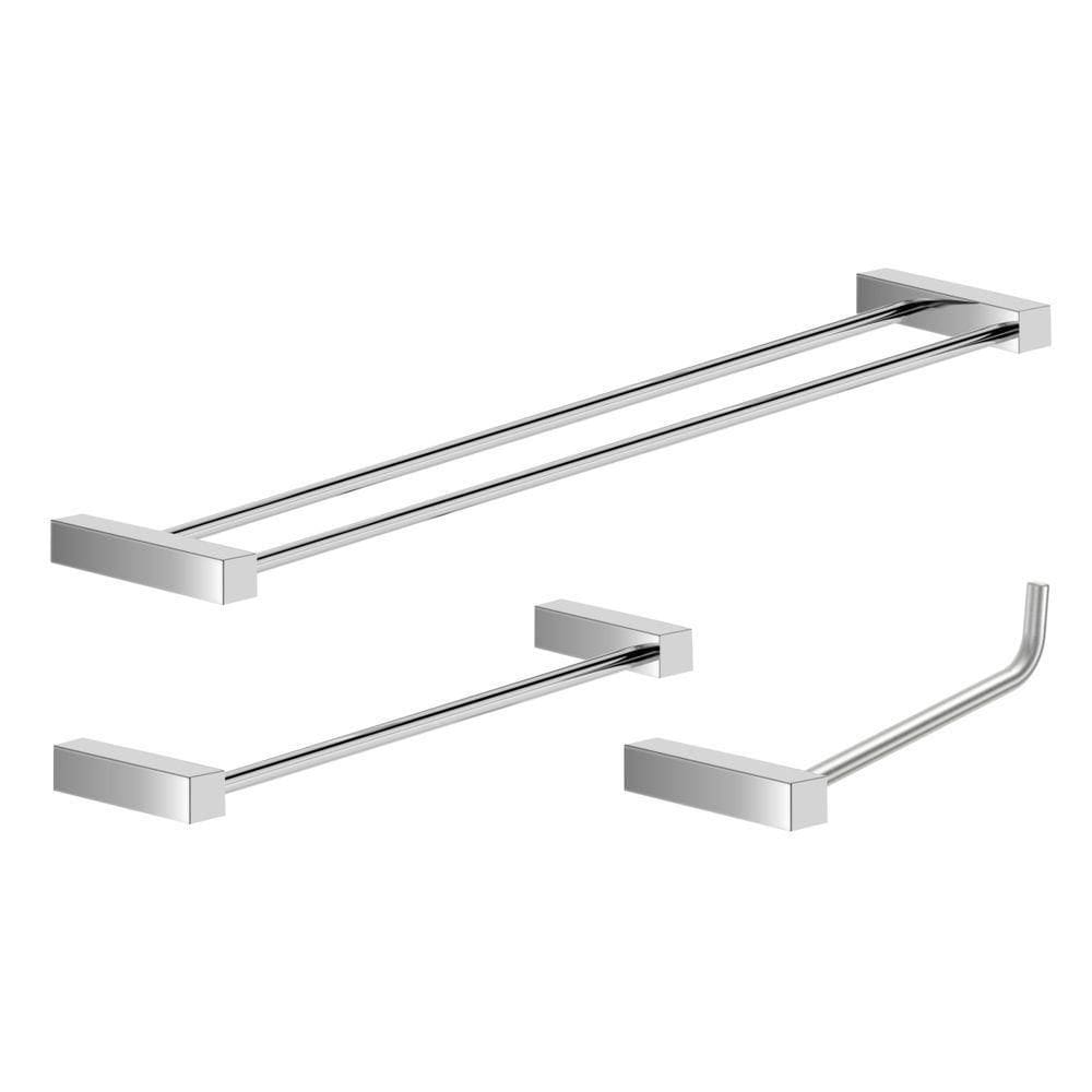 Kit Acessórios Para Banheiro Escovado 3 Peças Grego Metal 2040tr