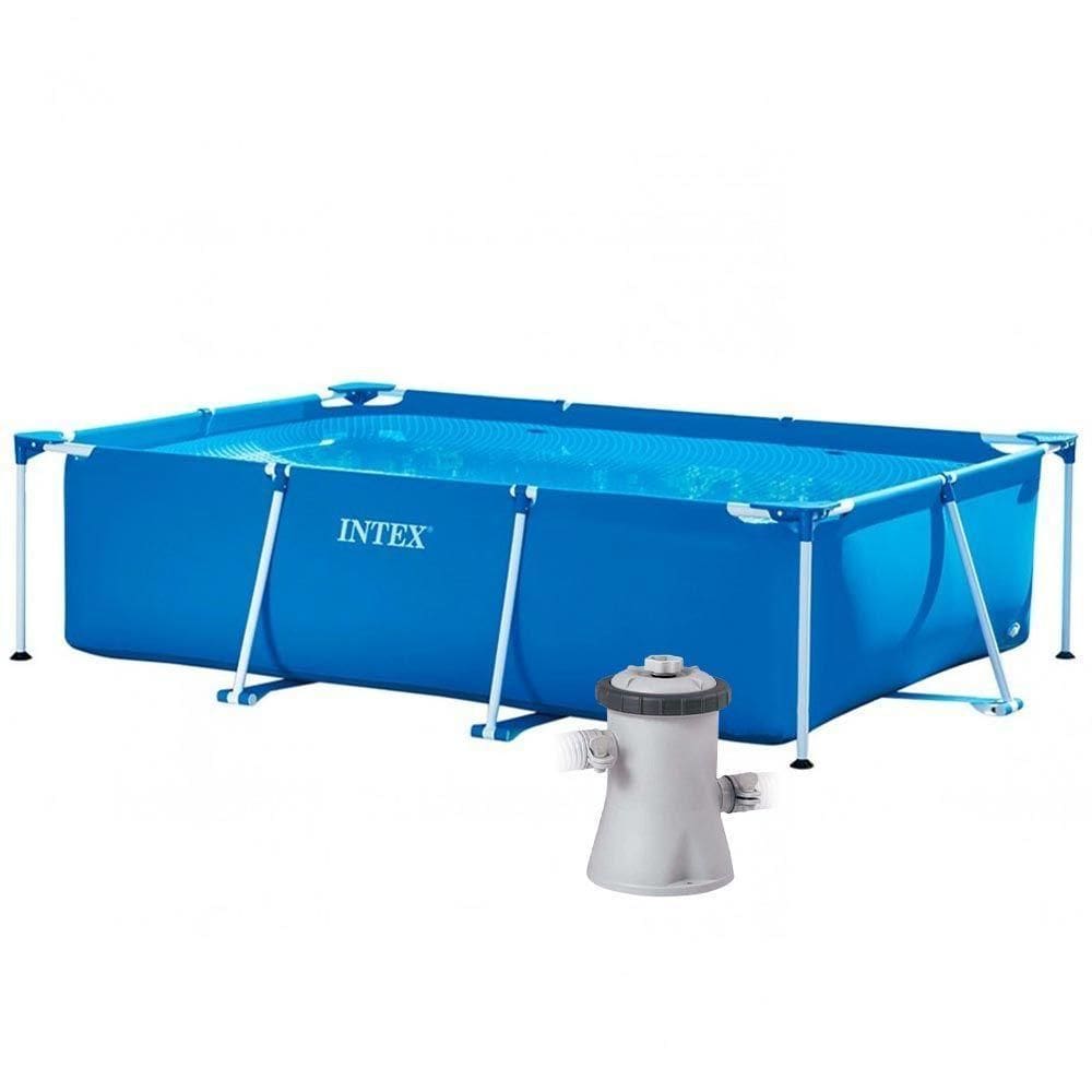 Piscina Estrutural Retangular 2.282 Litros Com Filtro 110v Intex