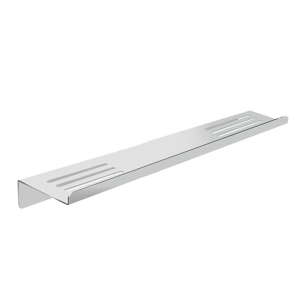 Prateleira Suporte Duplo Para Banheiro Alto Brilho Grega Aço Inox 40cm