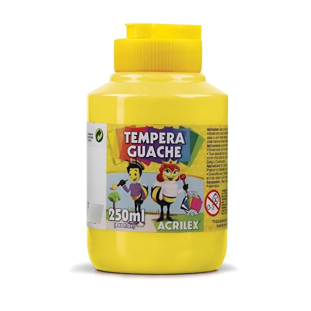Tinta Tempera Guache 250mL Amarelo Limão - Acrilex