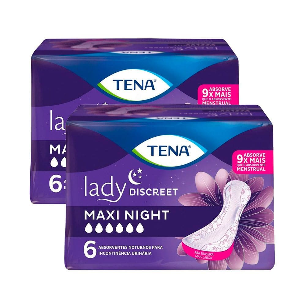 Absorvente para Incontinência Urinária Tena Lady Discreet Maxi Night 6 Unidades | Kit com duas unidades