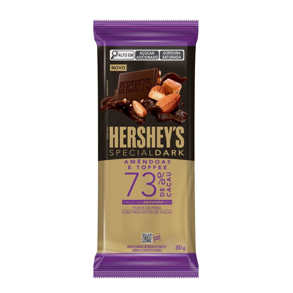 Chocolate Hershey`s Special Dark Amêndoas e Toffee 73% de Cacau 80g