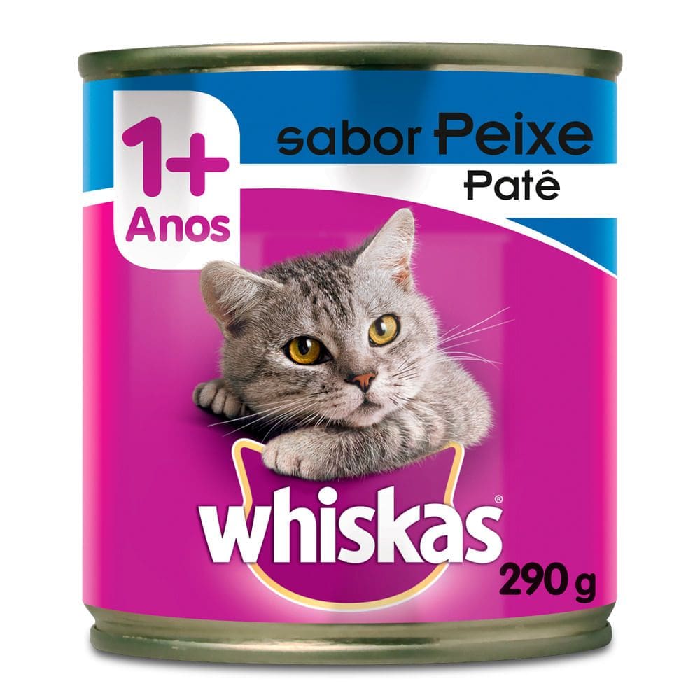 Ração para Gatos Whiskas Adulto 1+ Anos Patê Sabor Peixe Lata 290g