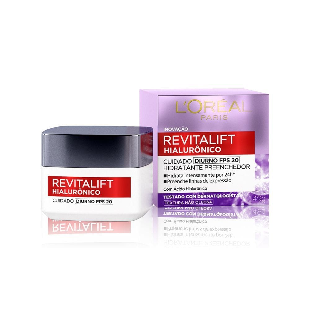 Creme Hidratante Facial Anti-idade L`Oréal Paris Revitalift Hialurônico Diurno FPS 20, 49g