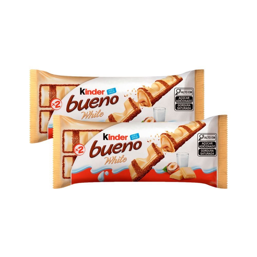 Kit 2 Kinder Bueno White Chocolate Branco 2 Unidades 39g