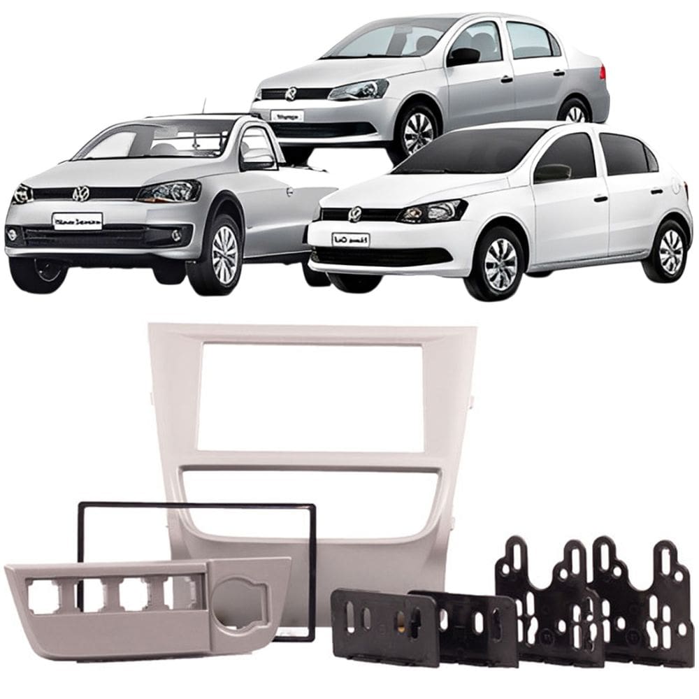 Moldura 2 Din Gol Saveiro Voyage G6 2012 à 2016 Cinza Painel Central Multimidia Mp5 Expex Epx 407