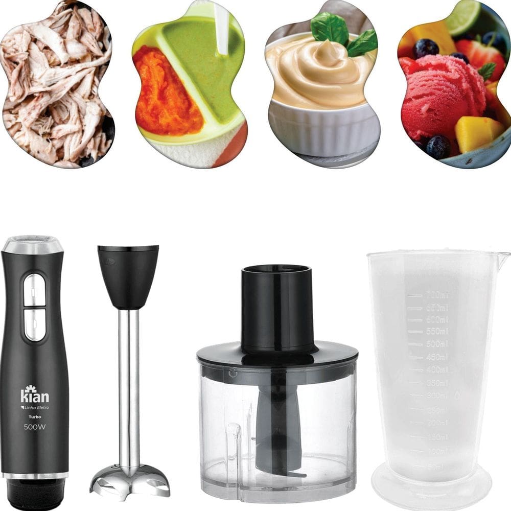 Mixer 2X1 Turbo 110V 127V 500W Preto Processador Alimentos