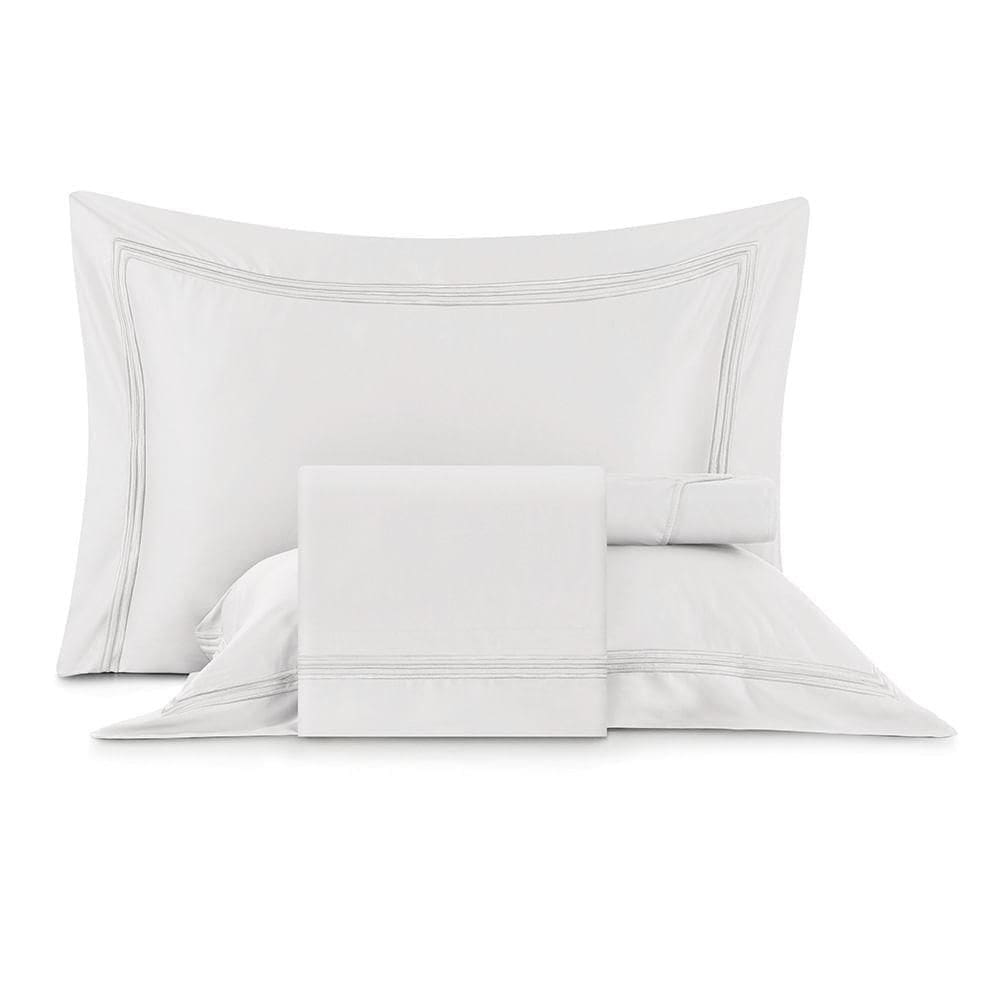 Jogo de Cama Queen Bordados em Cetim 300 Fios Essenza Branco