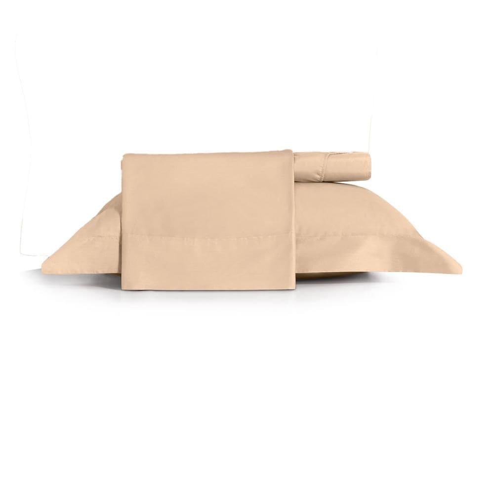 Jogo de Cama Solteiro 3 Peças Altenburg Algodão Lux 200 Fios  Bege Caramelo