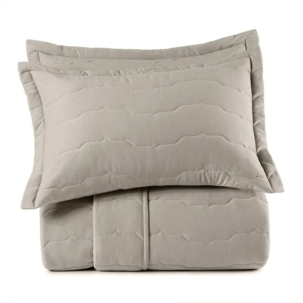 Jogo de Colcha King 3 Peças Altenburg Malha Fio Penteado Cinza Platinum