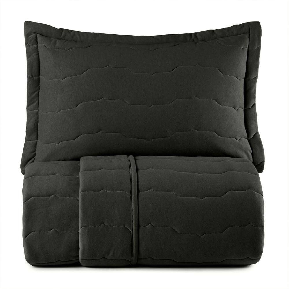 Jogo de Colcha Solteiro 2 Peças Altenburg Malha Fio Penteado Preto Primitivo