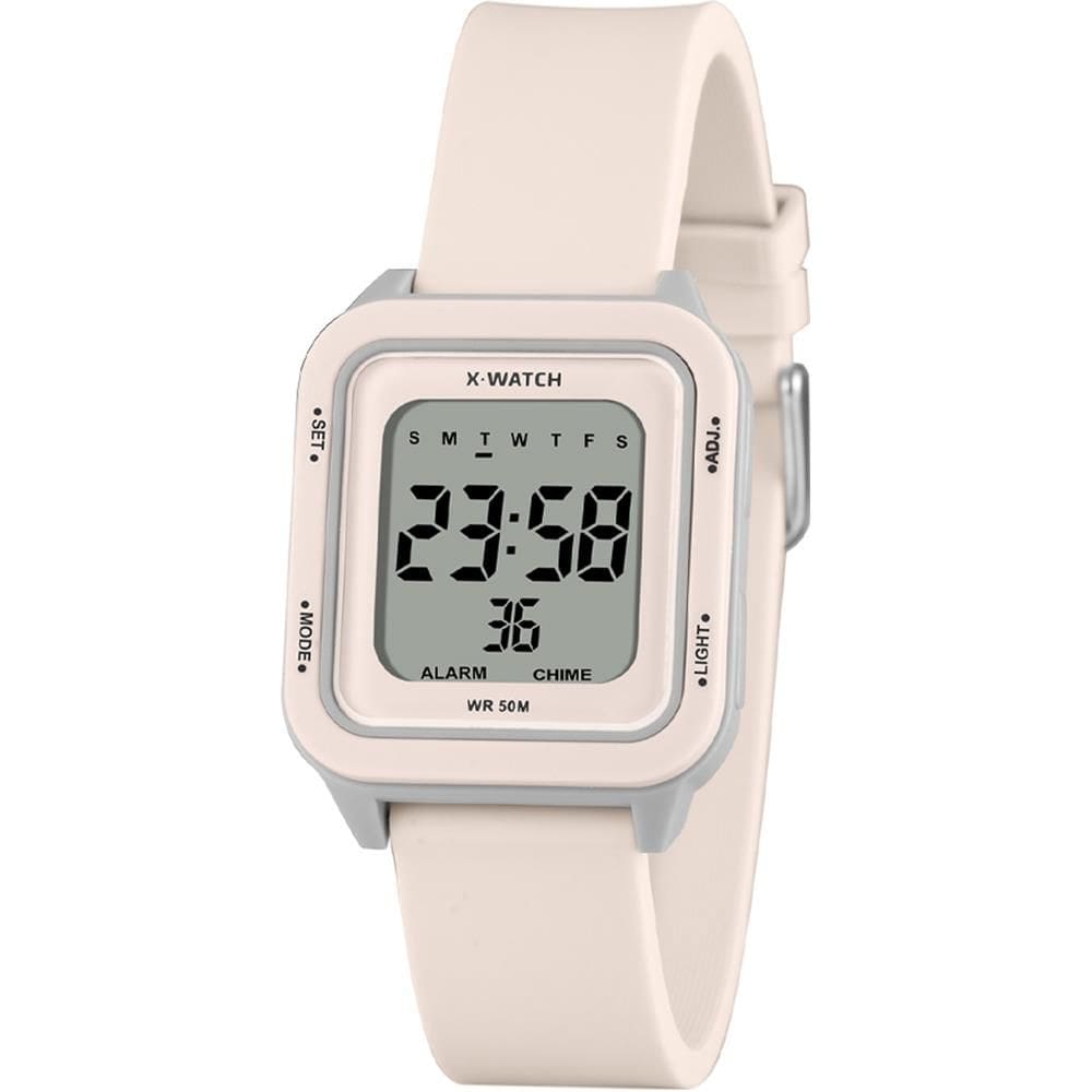Relógio X-Watch Feminino Ref: Xlppd063 Bxtx Retangular Digital Nude