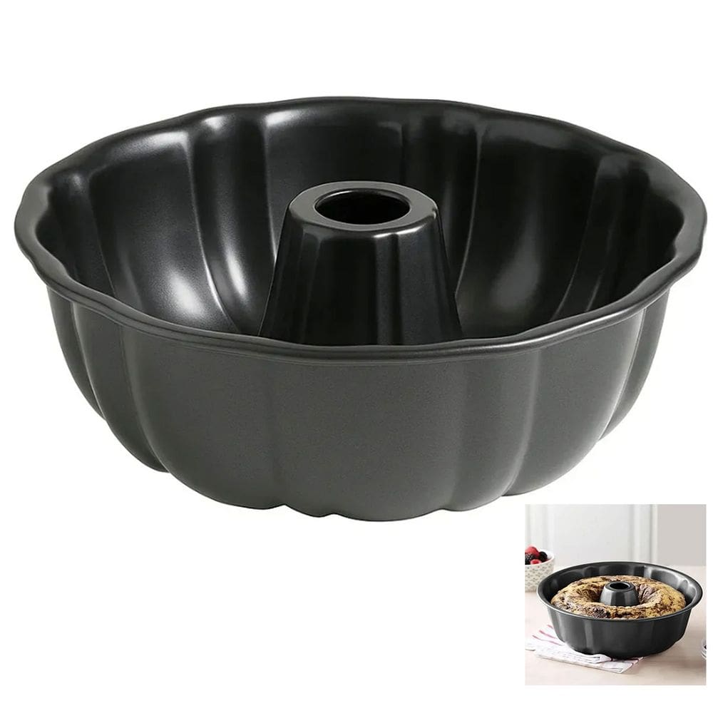 Forma de Bolo Pudim Antiaderente Redonda Furo no Meio Cozinha Receita Sobremesa Refeiçao Preparo