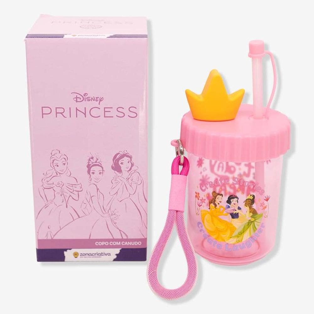 Copo Canudo Flip 500Ml Princesas - Zona Criativa