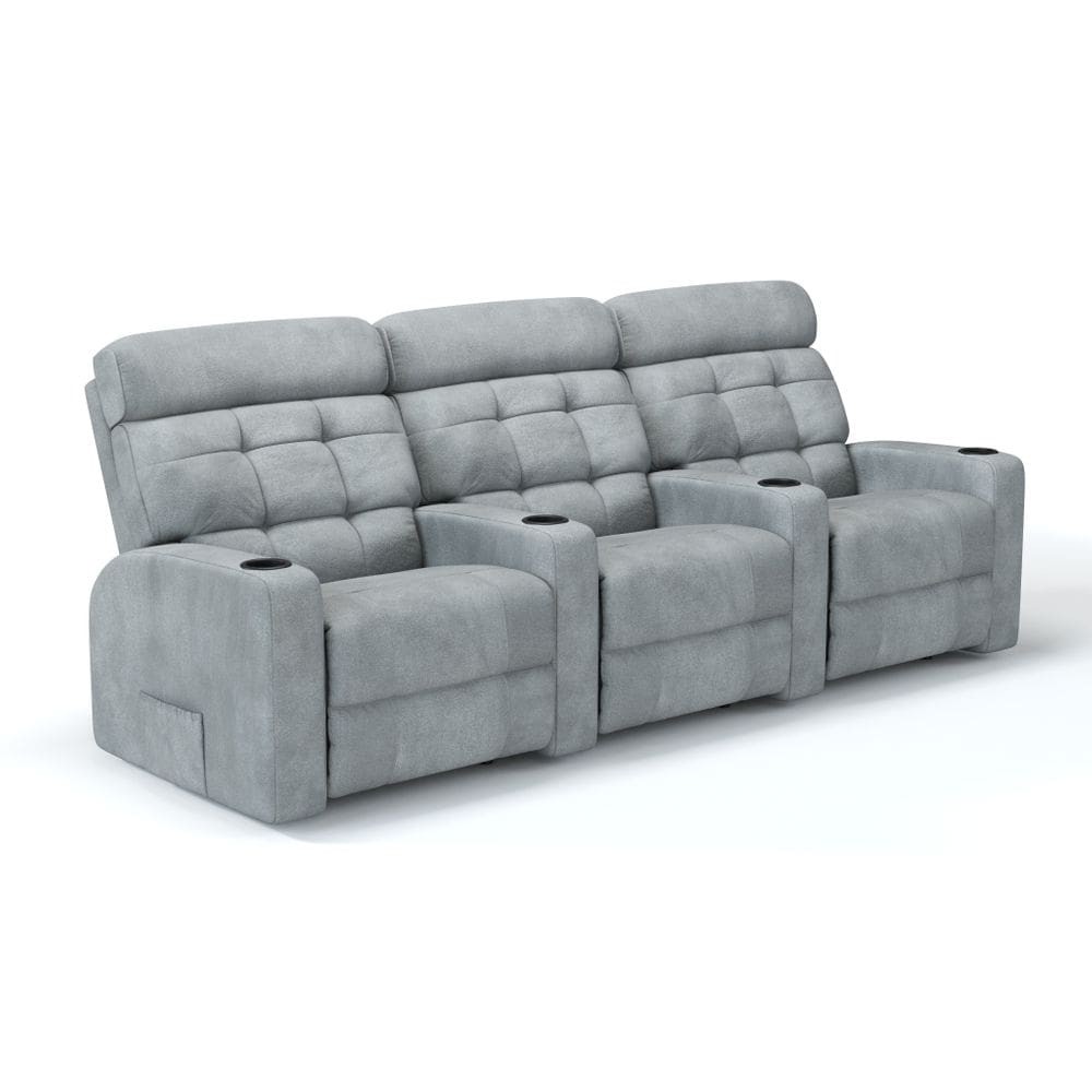 Sofá 3 Lugares Reclinável Elétrico Tecido Bouclé Linha Cinema