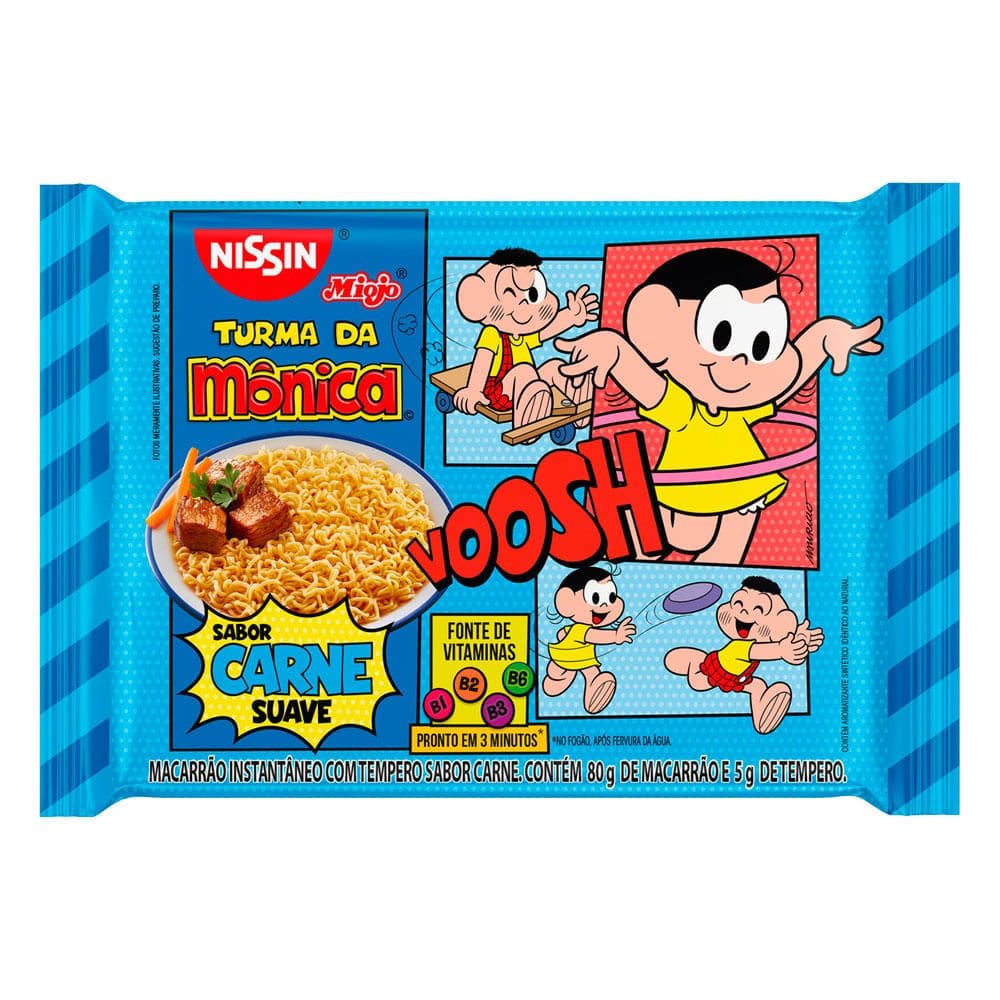 Macarrão Instantâneo Nissin Turma da Mônica Sabor Carne Suave 80g